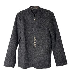 NEW Reverb black white speckled button office preppy blazer large